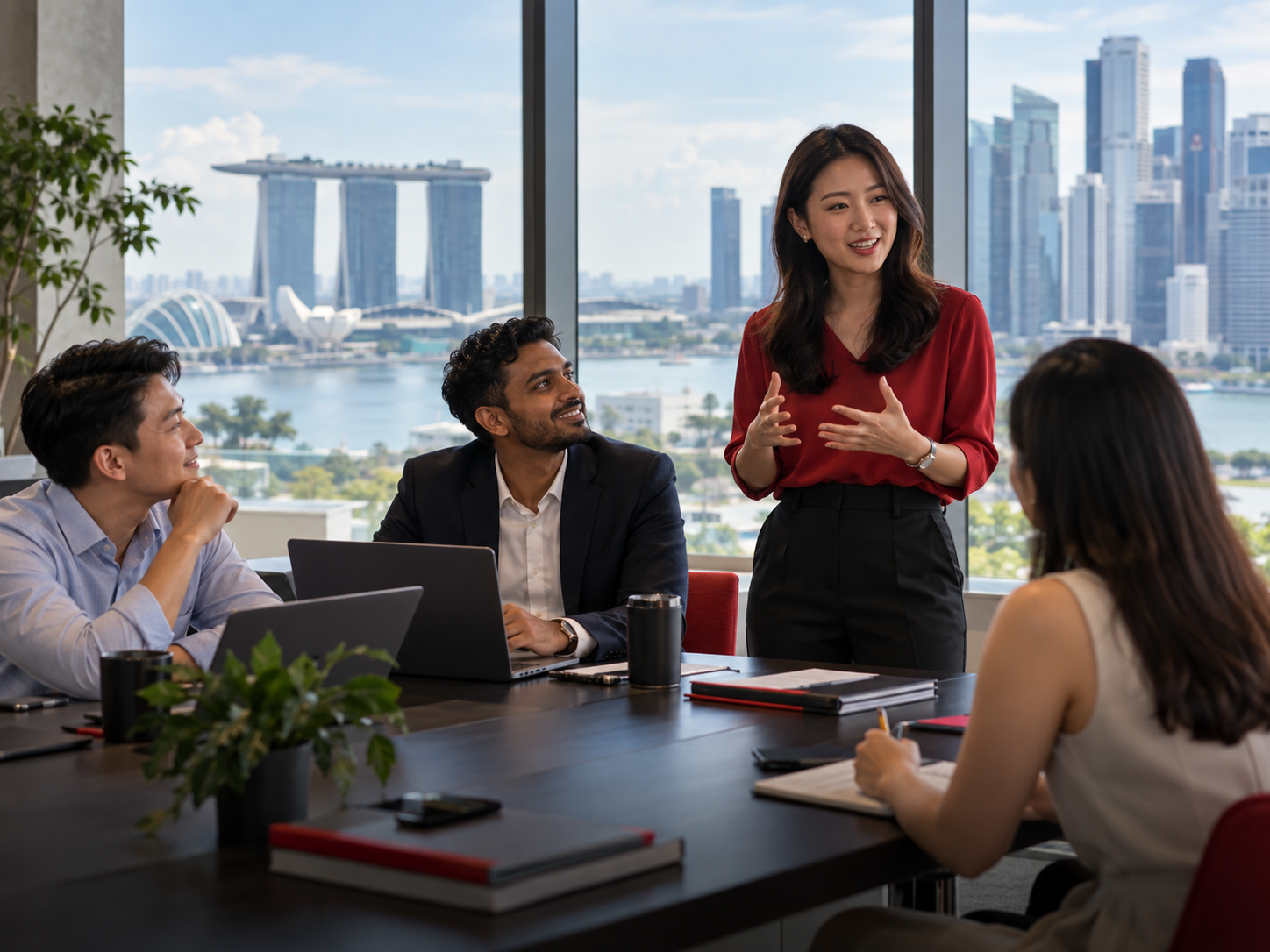 Team collaborating in a bright Singapore office