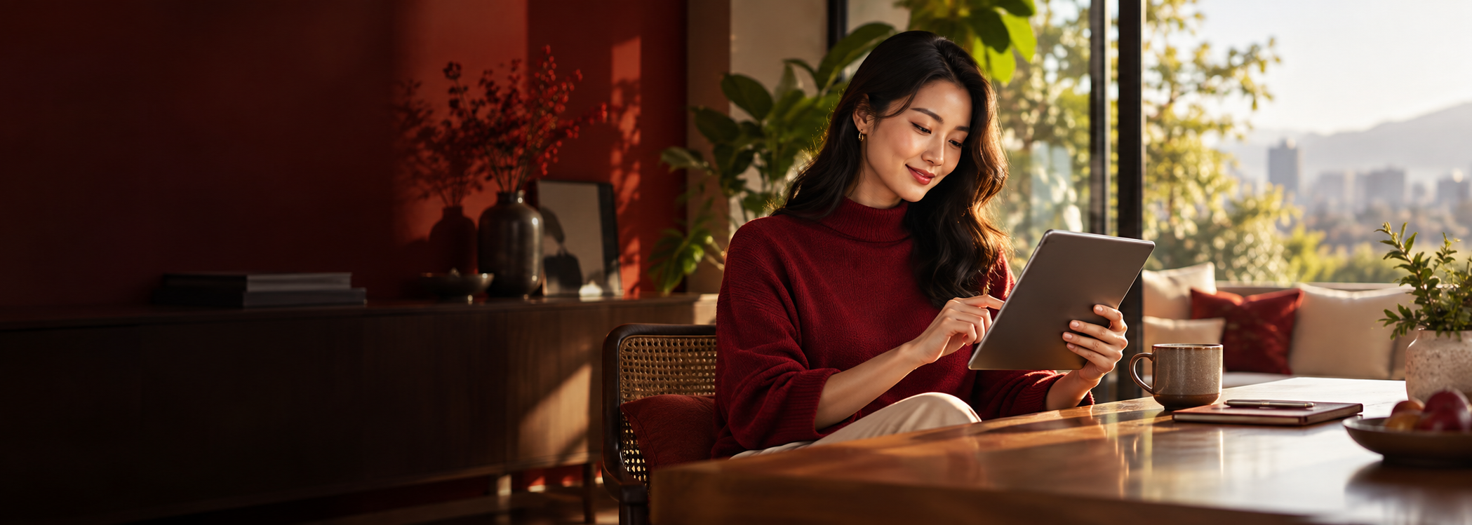 Customer using digital banking at home